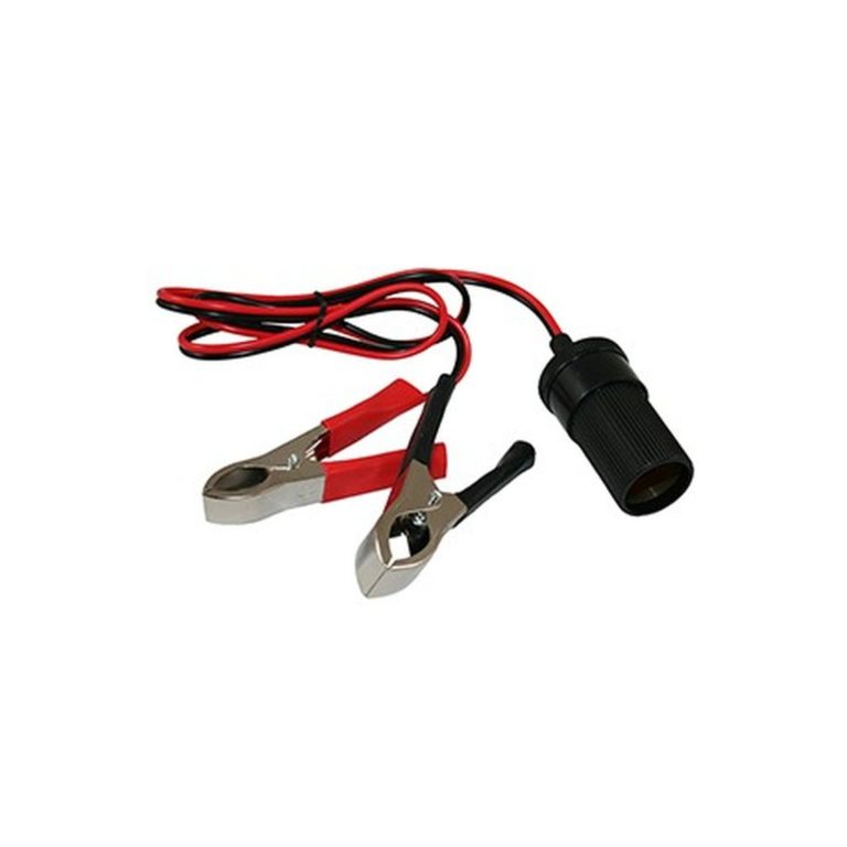 Pinces Batterie 12V Avec Prise Allume-cigare – Pour Voiture, Camping-car, Bateau – Longueur Câble 28 Cm